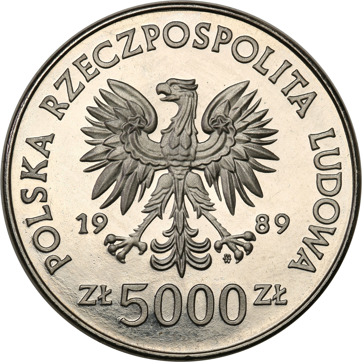 PRL. PRÓBA Nikiel 5000 złotych 1989 Zabytki Torunia
